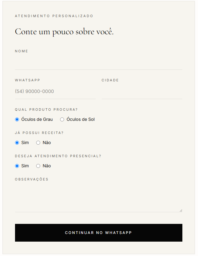 Atendimento personalizado com envio direto ao WhatsApp. — depois
