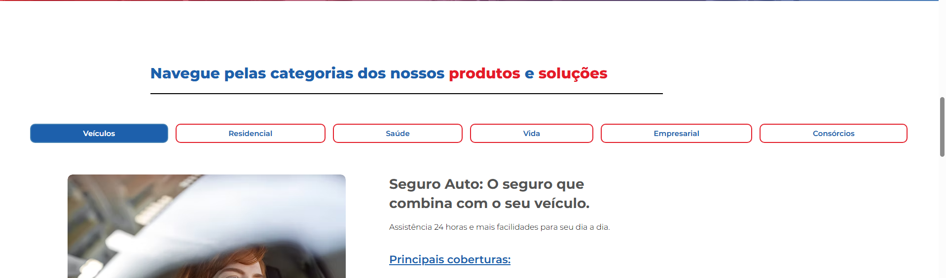 Áreas de atuação em carrossel editorial. — antes