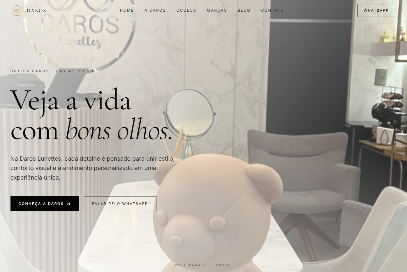 Site desenvolvido para Daros Lunettes